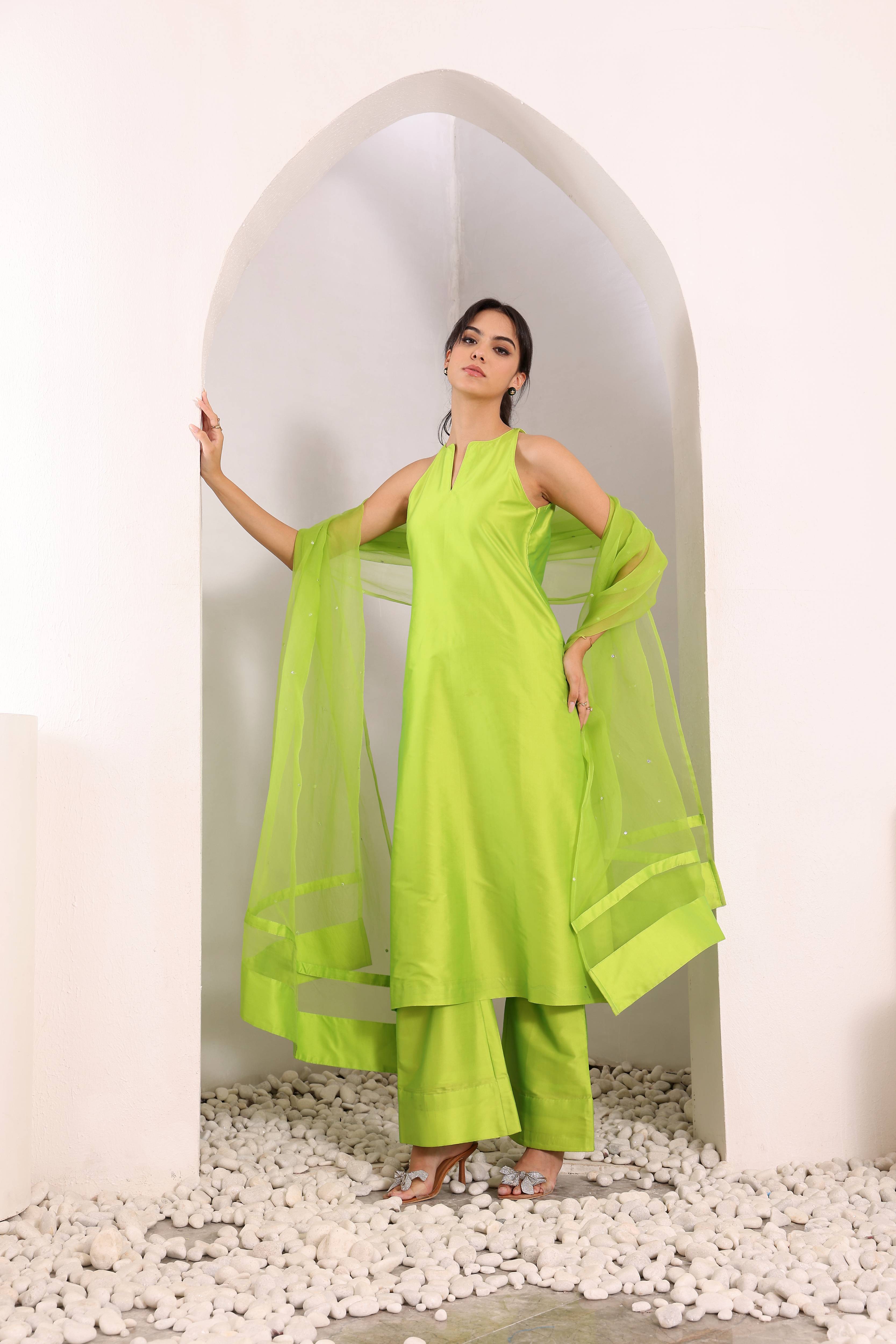 Sukoon Kurta Set - Lime Green