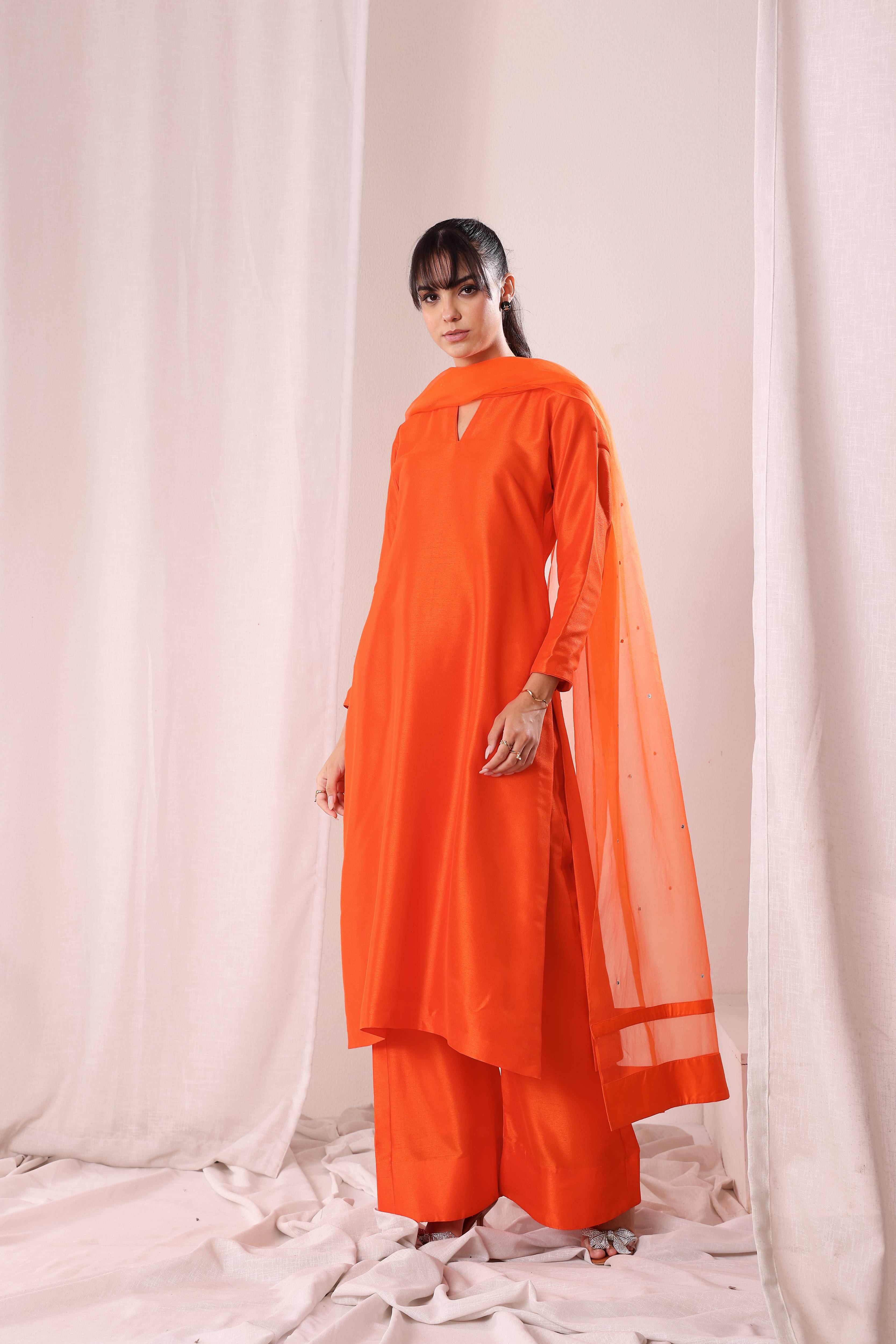 Hayaa Kurta Set - Orange