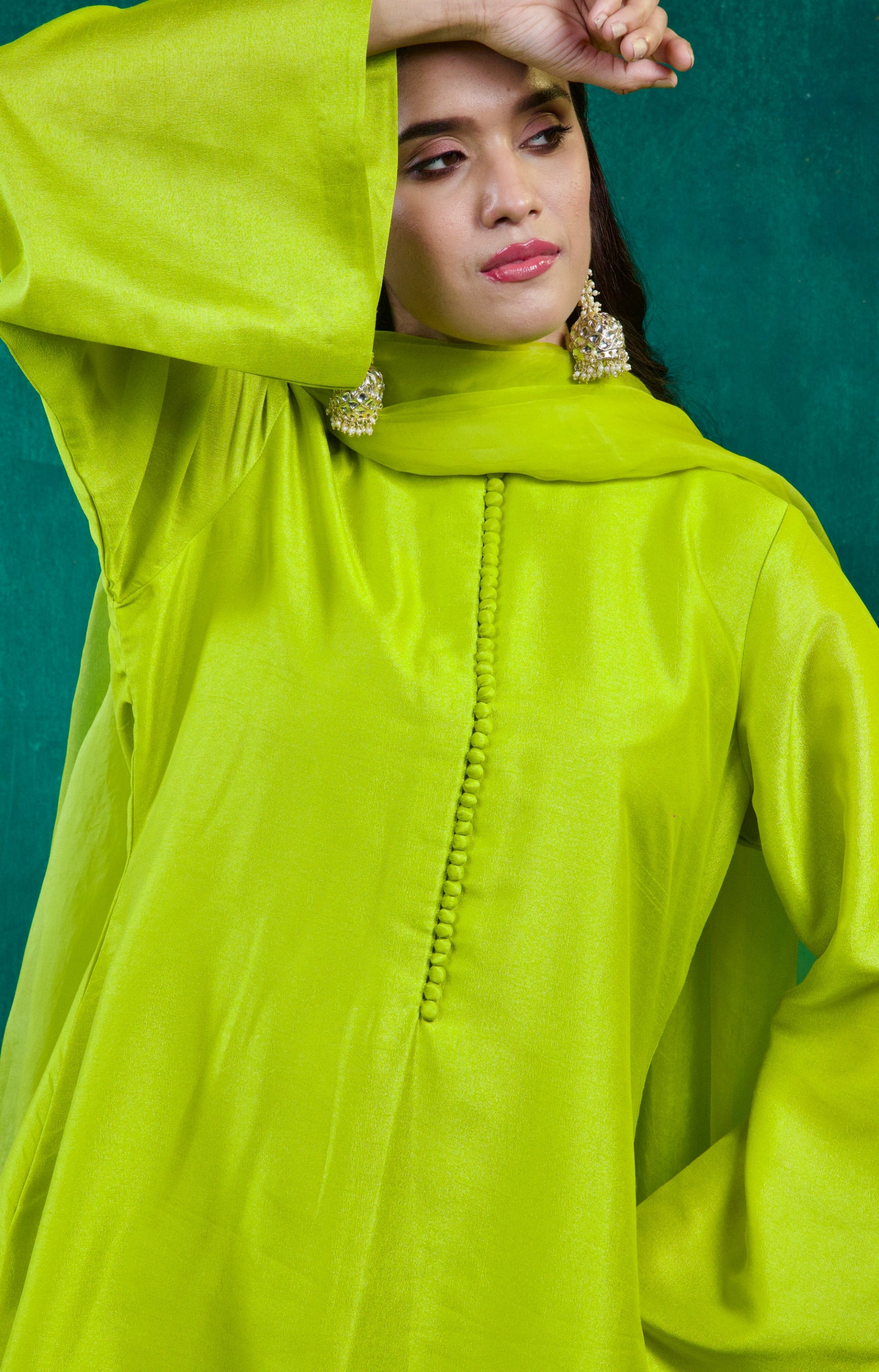 Aabroo Kurta Set - Lime Green