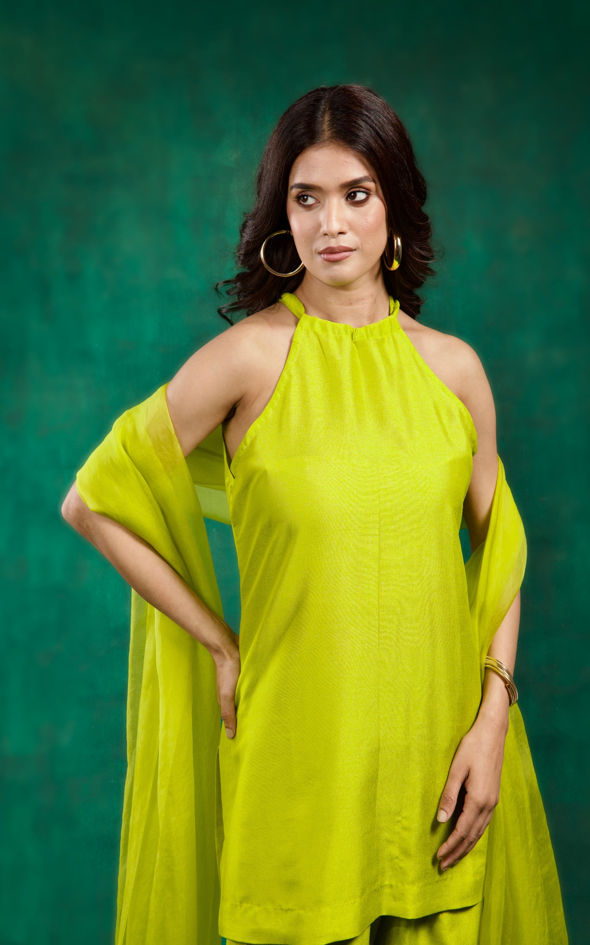 Noor Kurta Set - Lime Green
