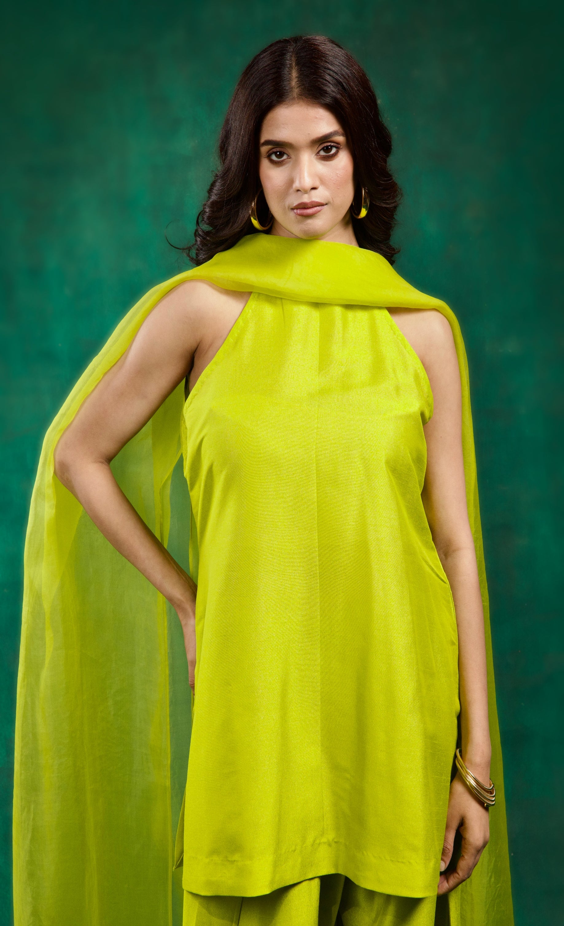 Noor Kurta Set - Lime Green