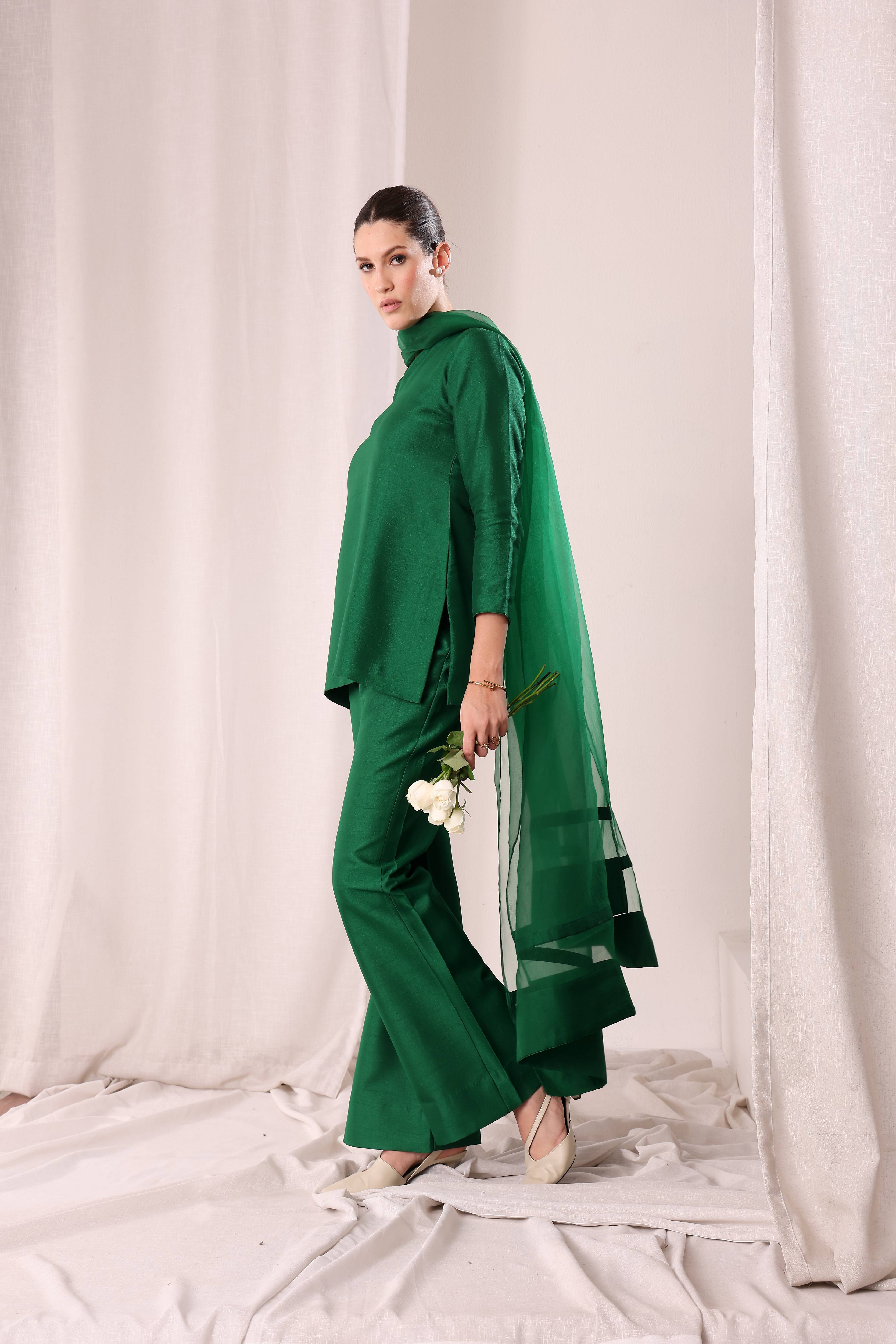 Meher Kurta Set - Dark Green