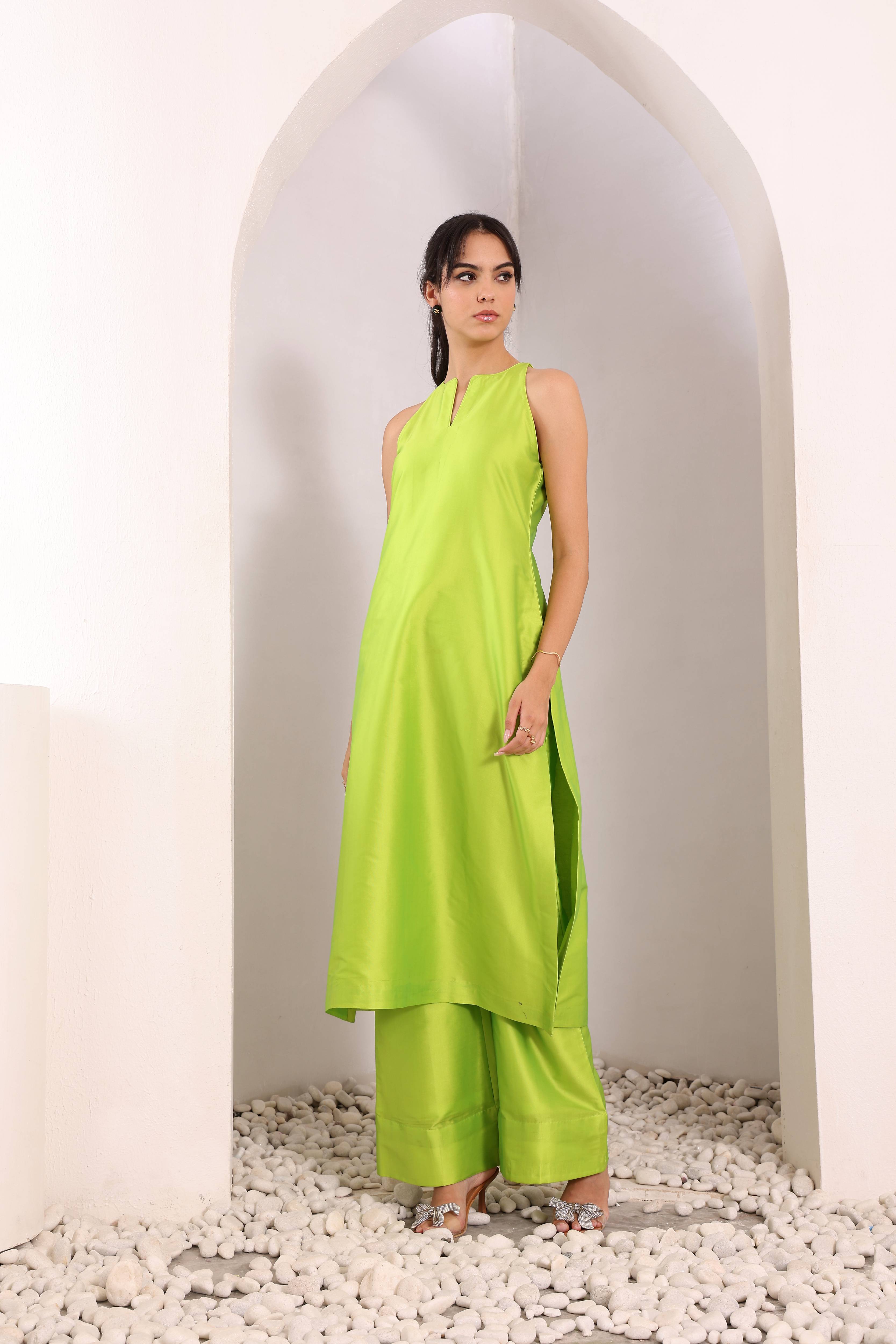 Sukoon Kurta Set - Lime Green