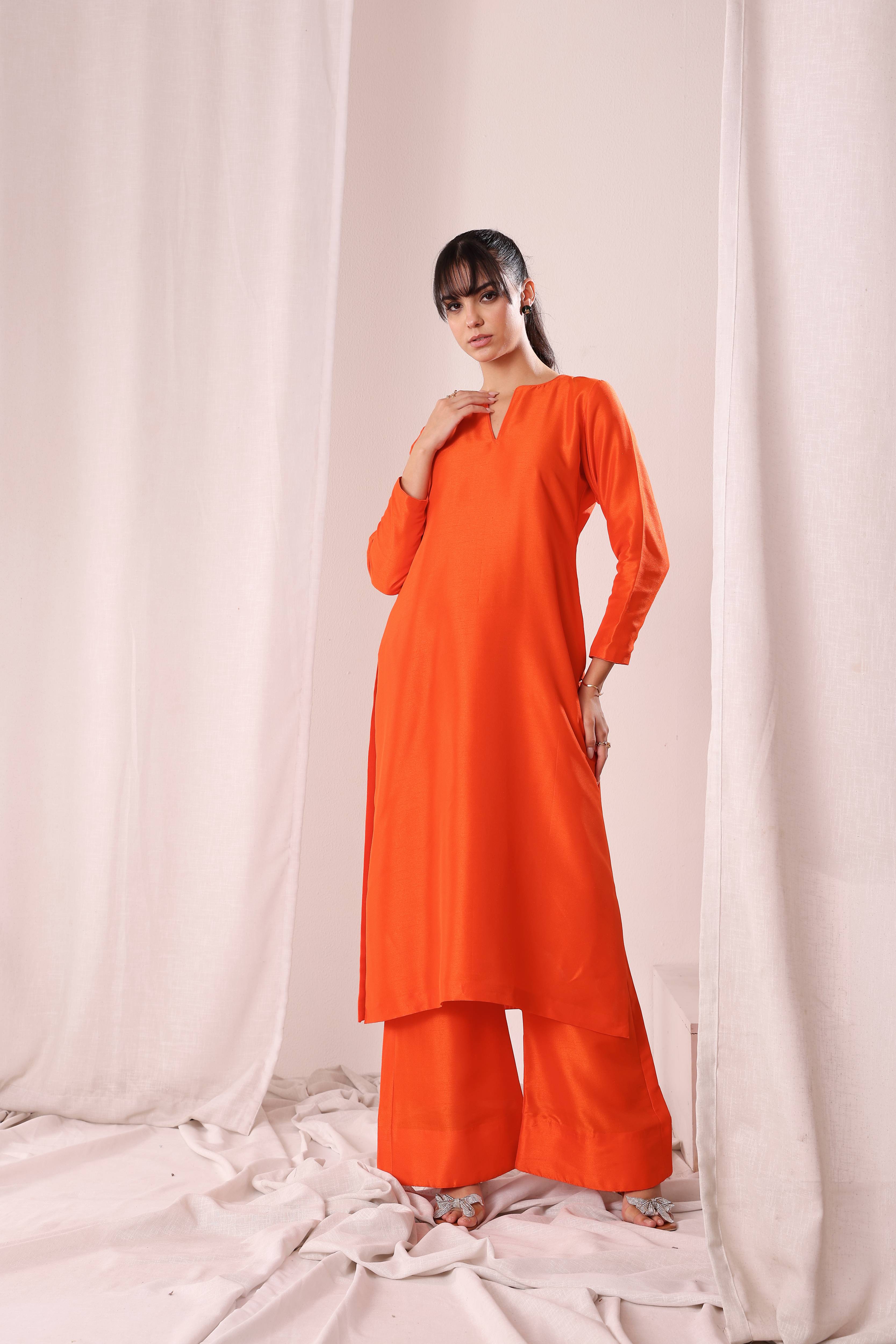 Hayaa Kurta Set - Orange