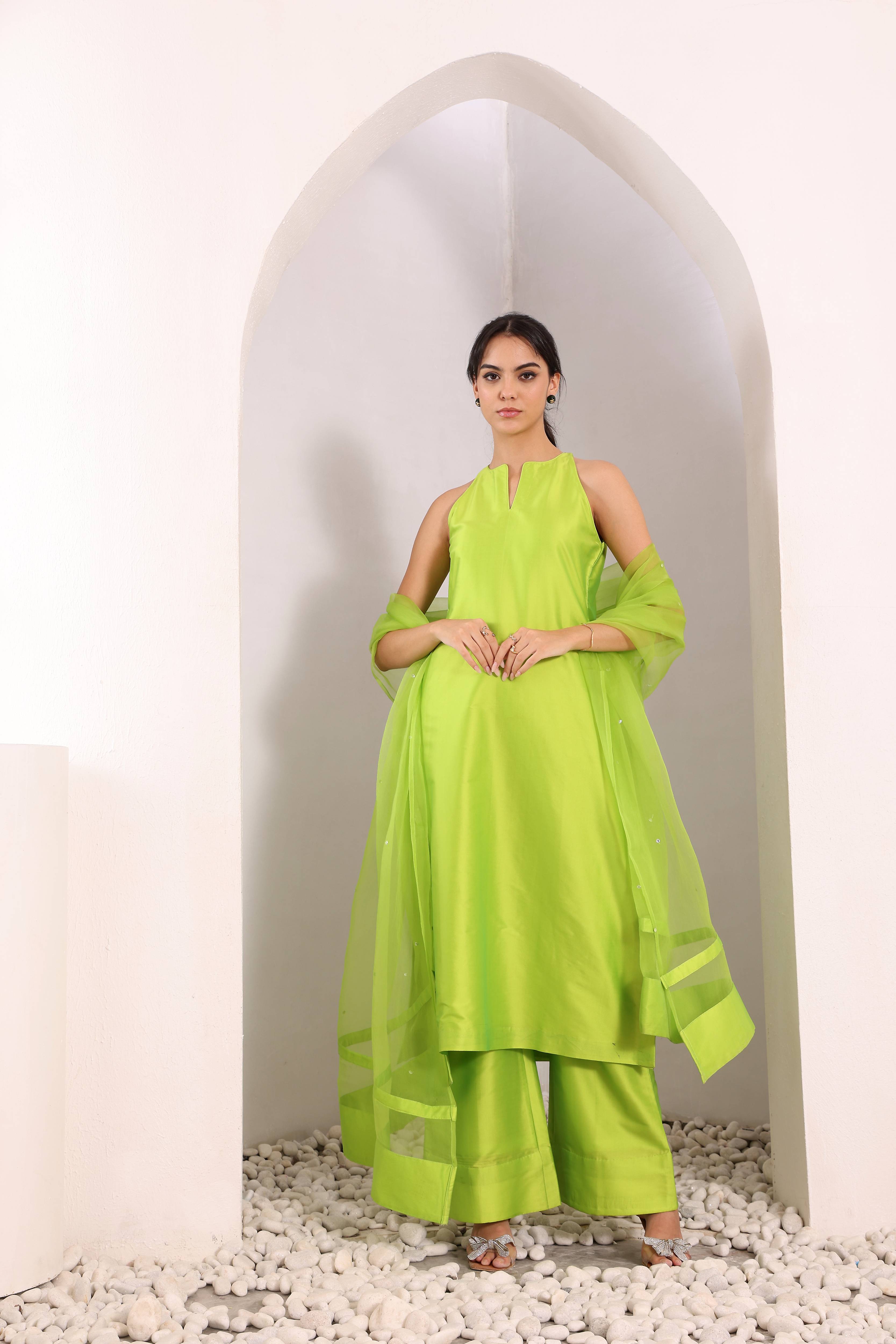Sukoon Kurta Set - Lime Green