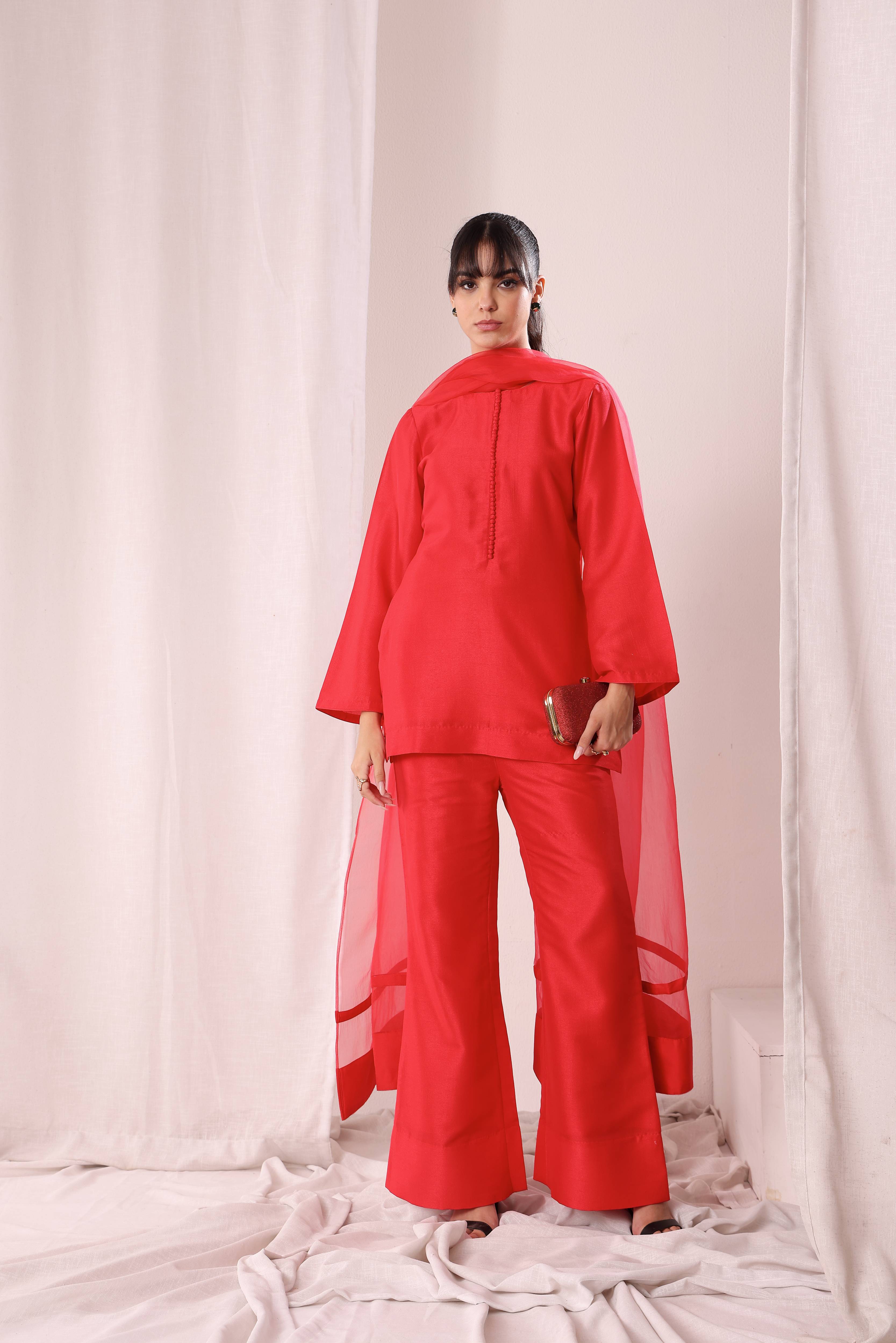 Aabroo Kurta Set - Red