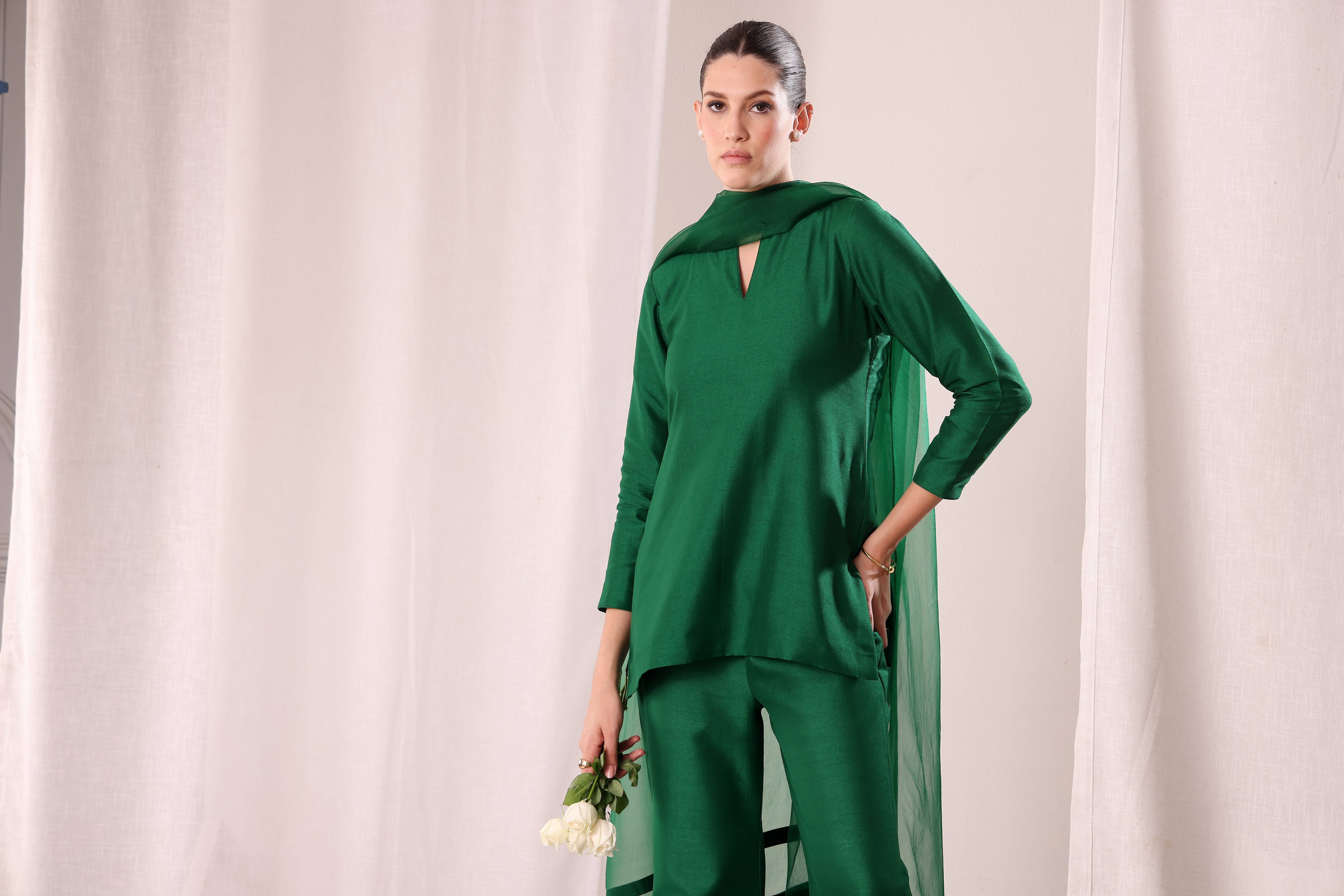 Meher Kurta Set - Dark Green