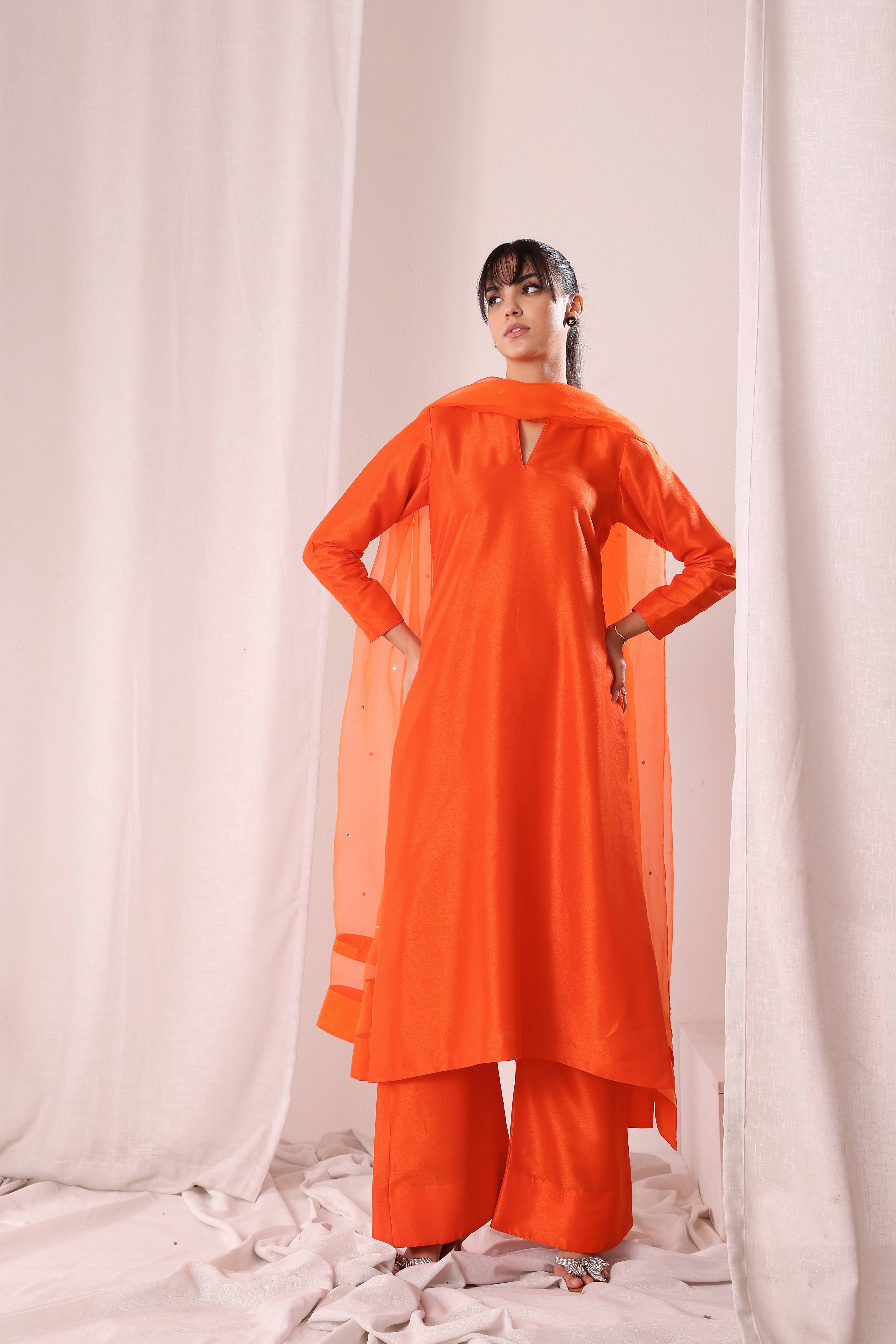Hayaa Kurta Set - Orange