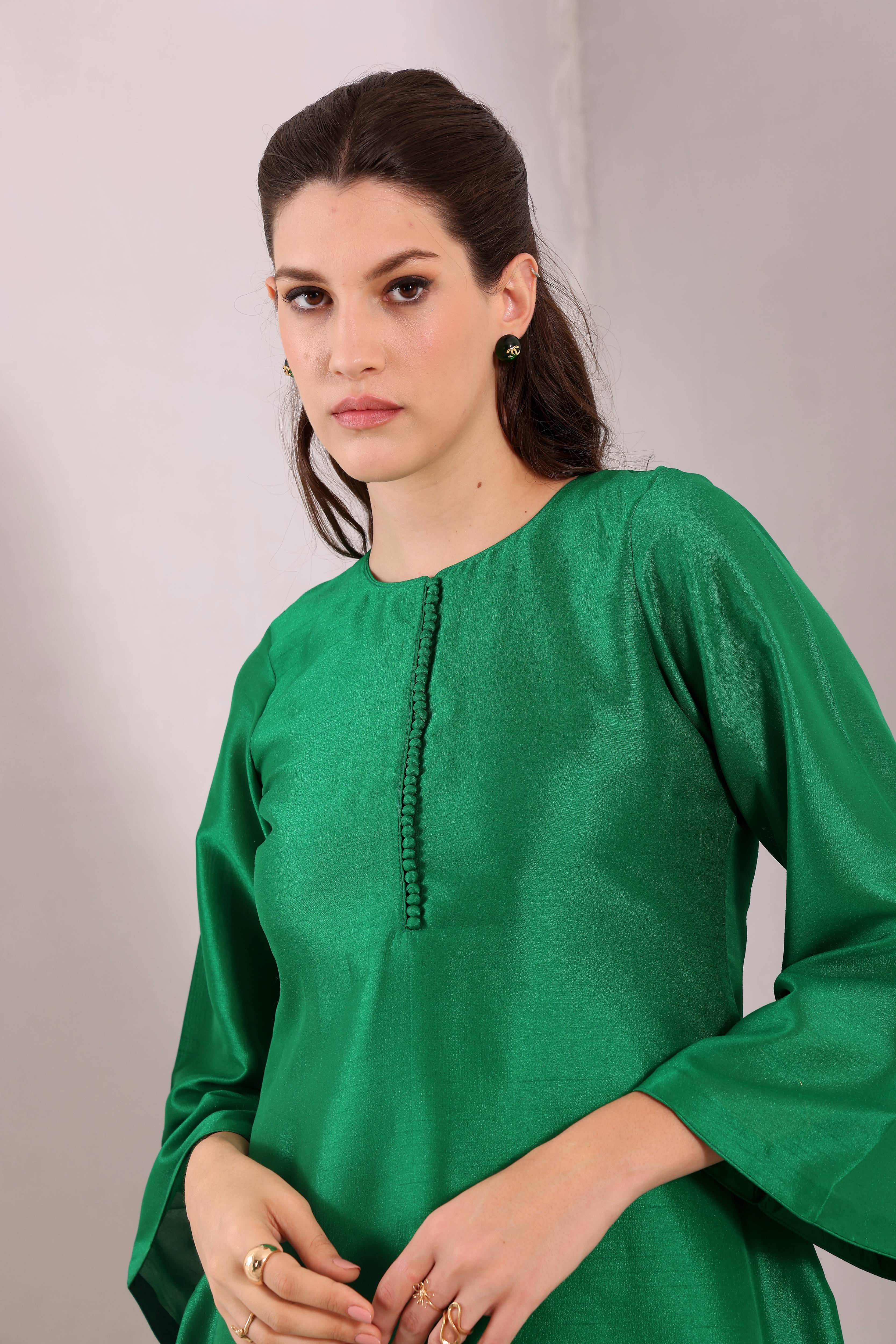 Aabroo Kurta Set - Emerald Green