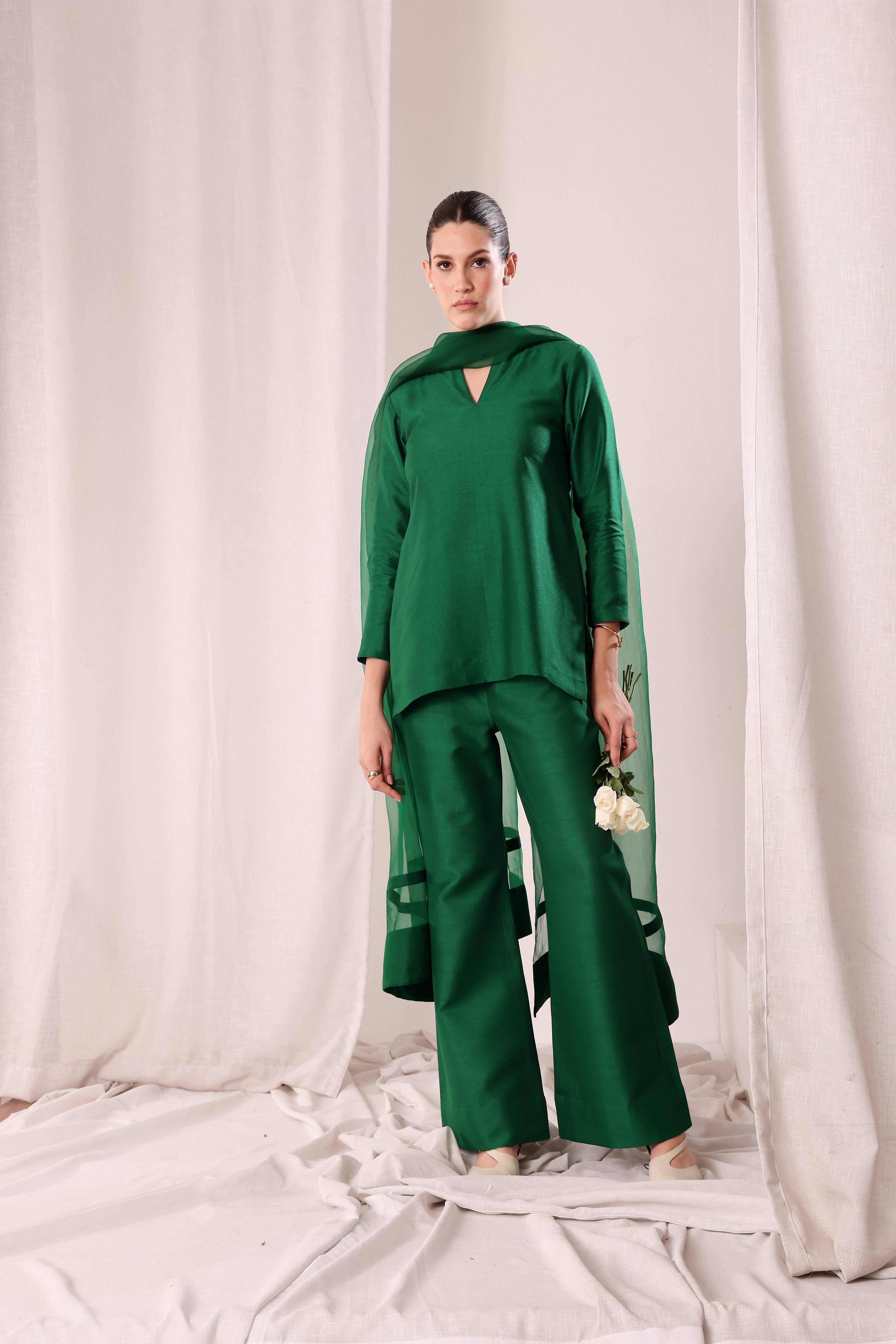 Meher Kurta Set - Dark Green