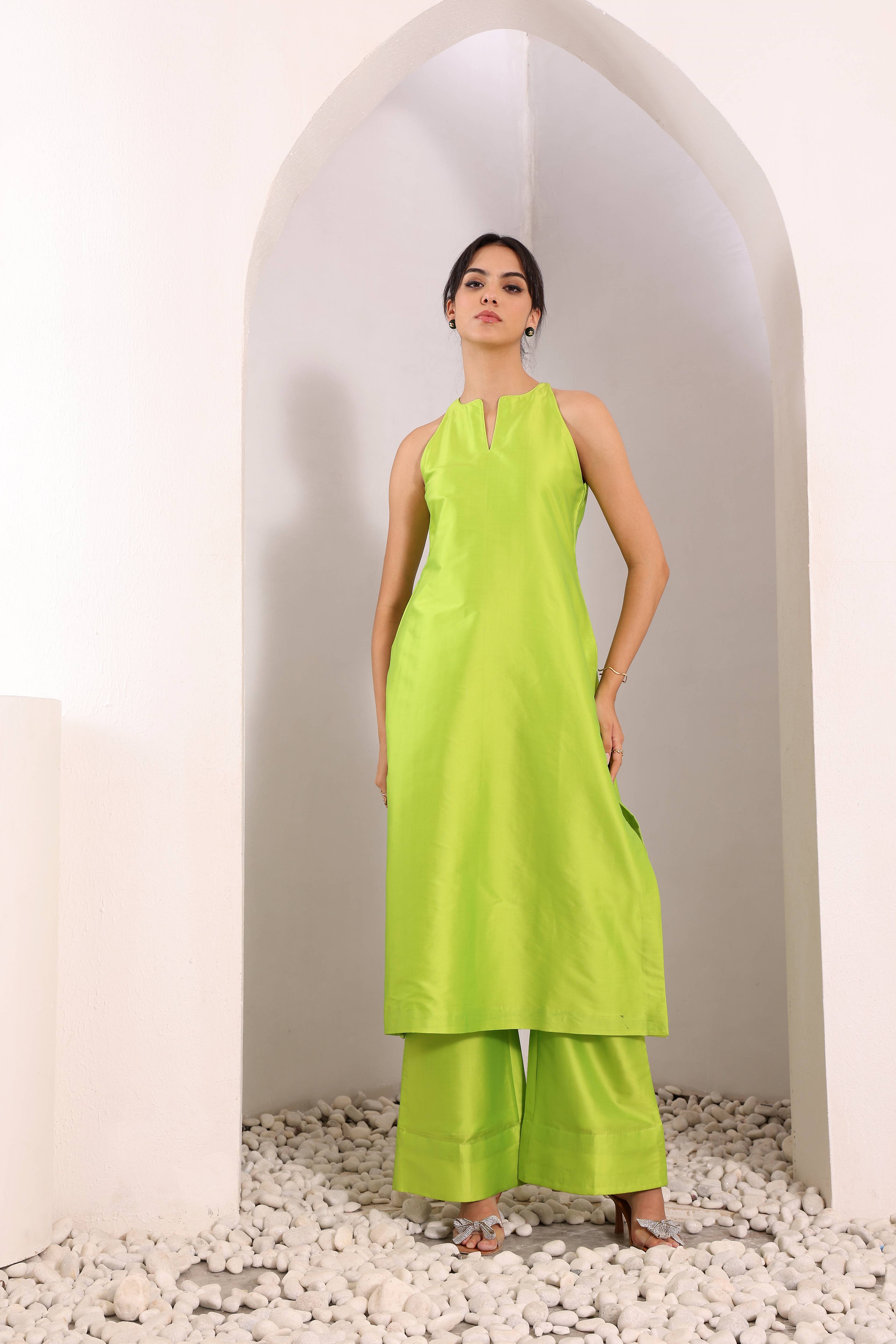 Sukoon Kurta Set - Lime Green