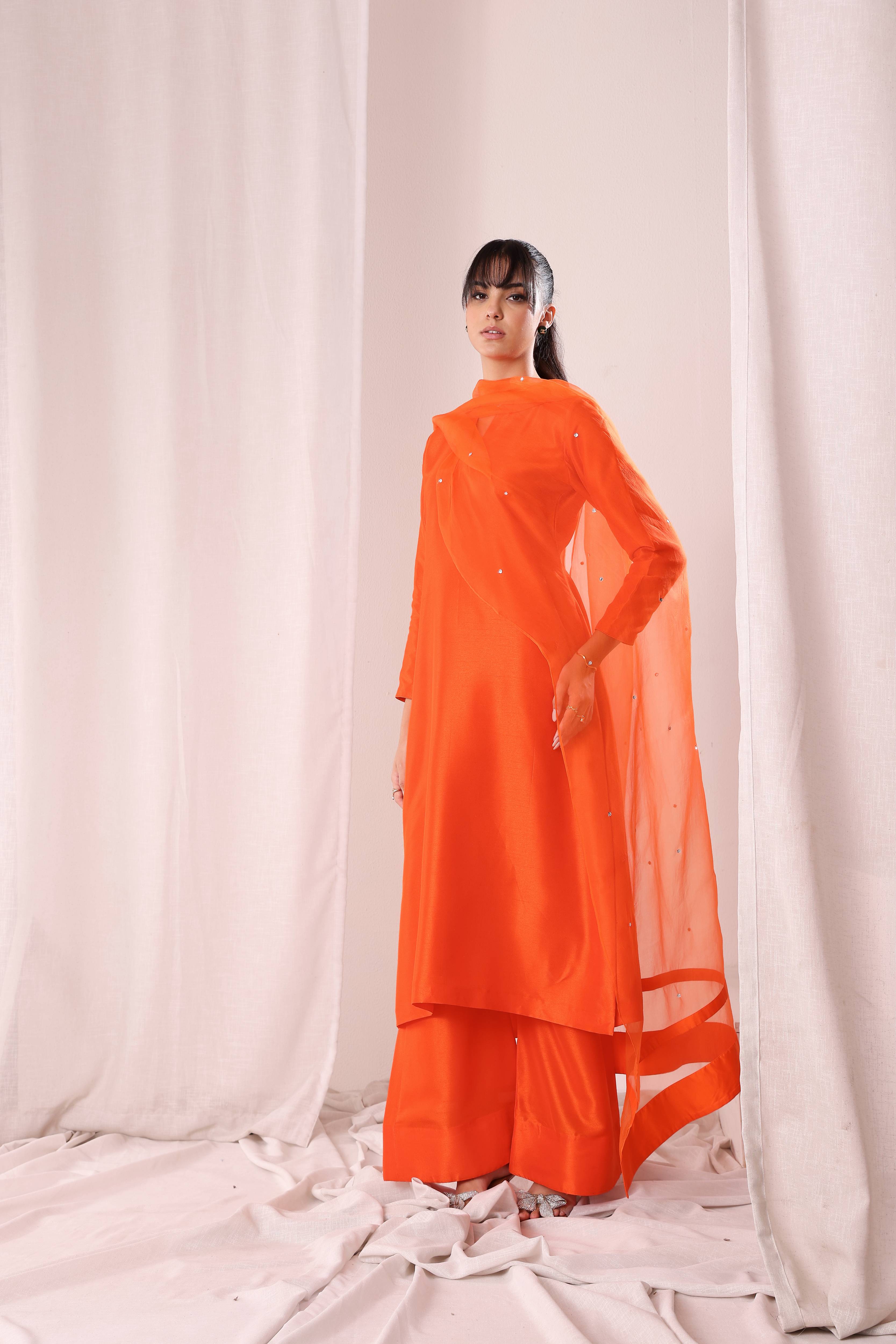 Hayaa Kurta Set - Orange