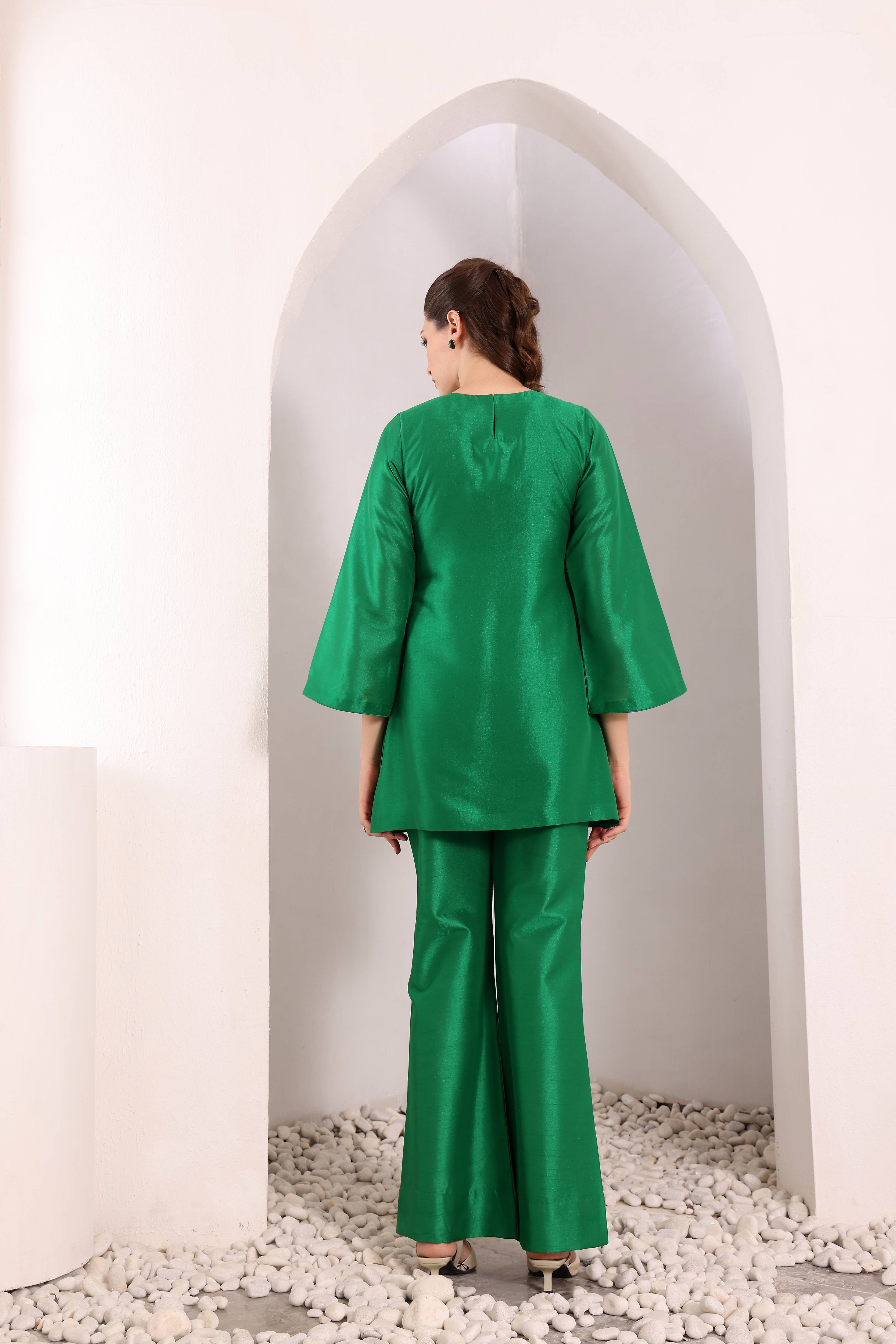 Aabroo Kurta Set - Emerald Green