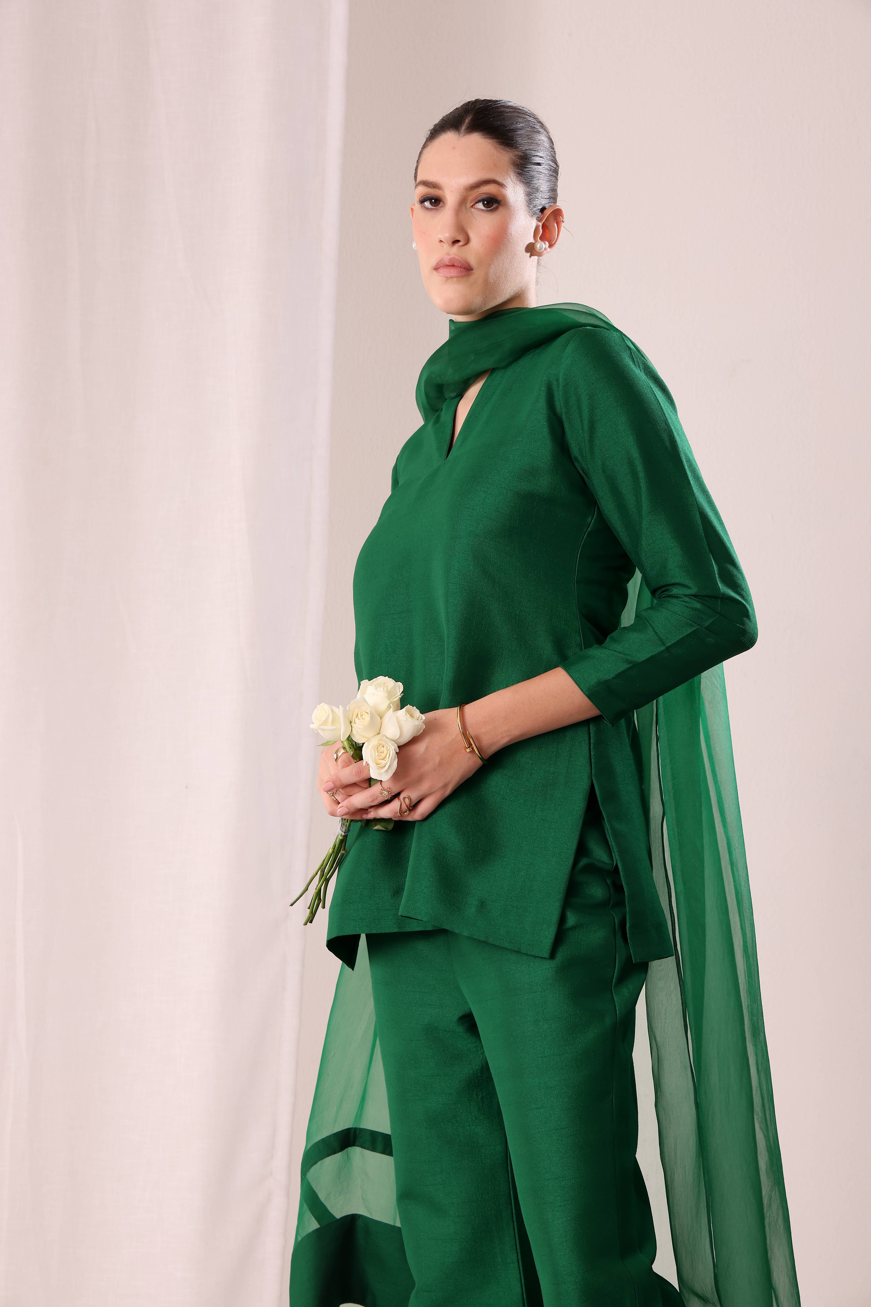 Meher Kurta Set - Dark Green