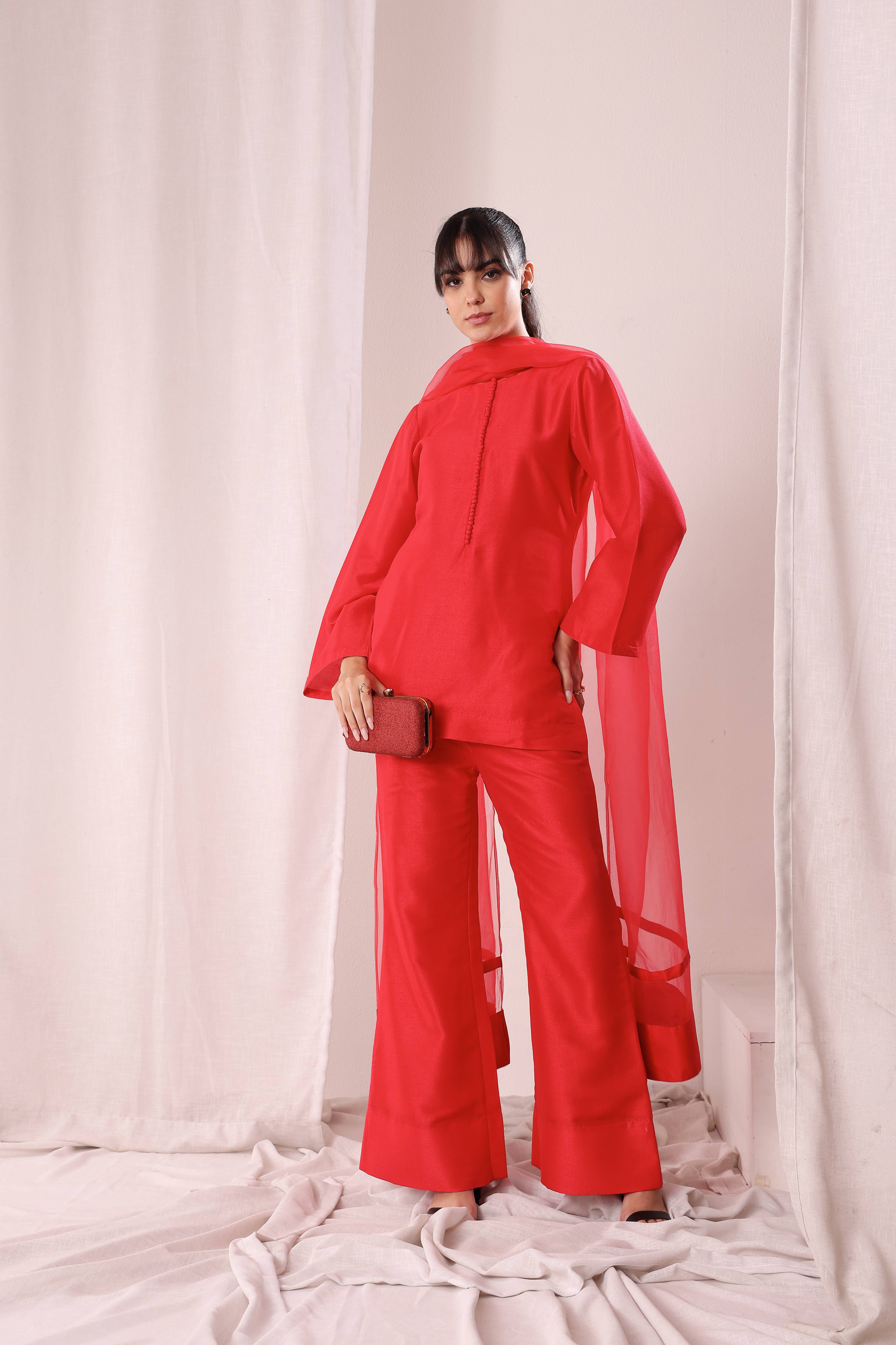 Aabroo Kurta Set - Red