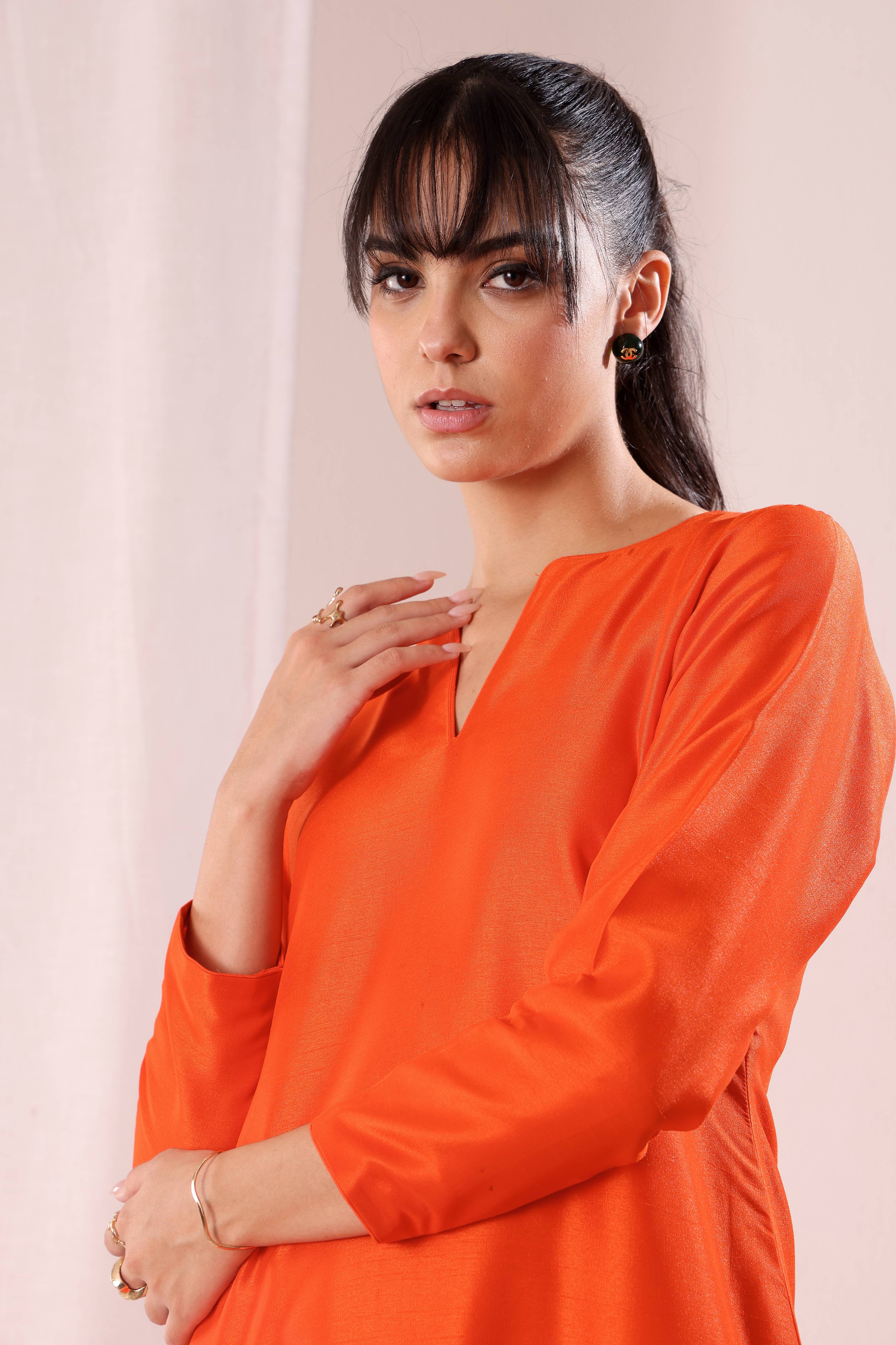 Hayaa Kurta Set - Orange