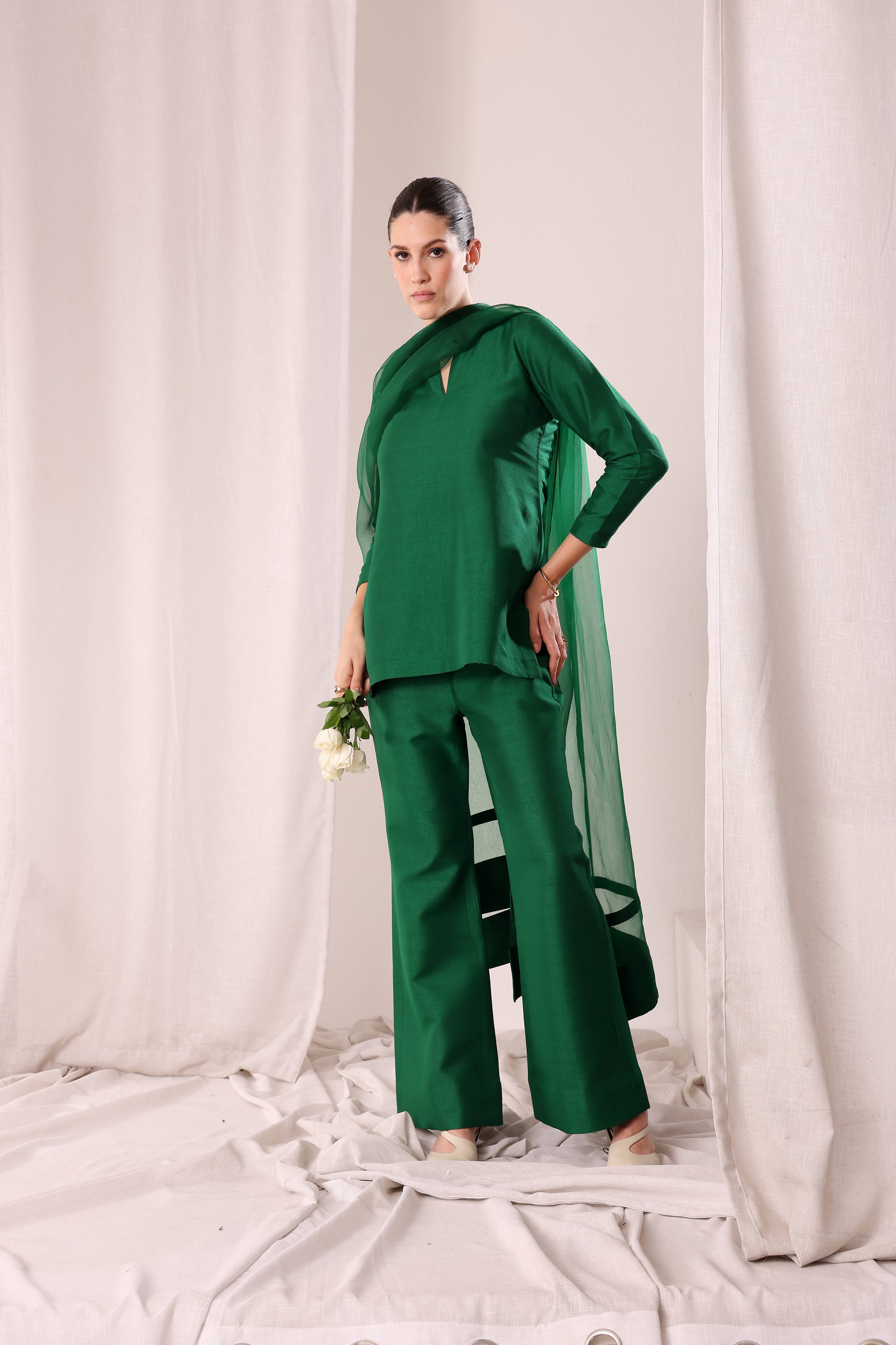 Meher Kurta Set - Dark Green