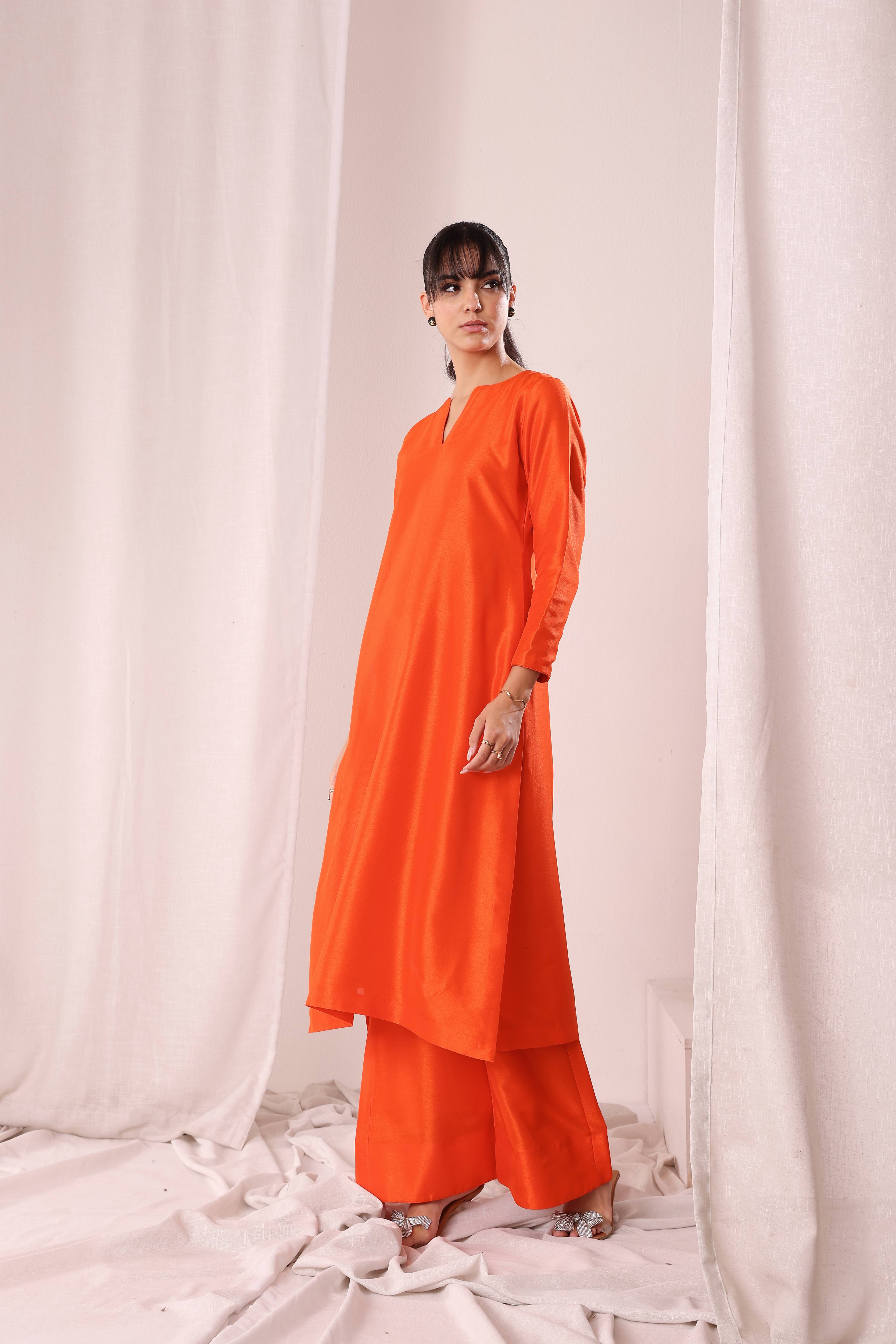 Hayaa Kurta Set - Orange